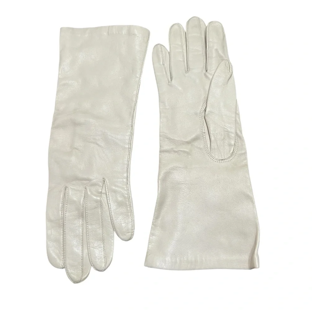 Vintage Raalte Ivory Silk Lined Butter Soft Deerskin Gloves Sz 6.5